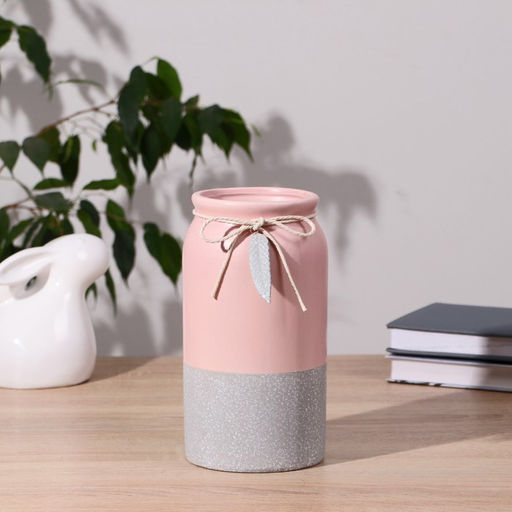 Ваза для цветов «Домашняя», бантик с листочком, 9×10×20 см, керамика, МИКС