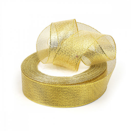 Лента парчовая 25мм упаковочная золото Magic4Hobby уп. 22,85м (1м)