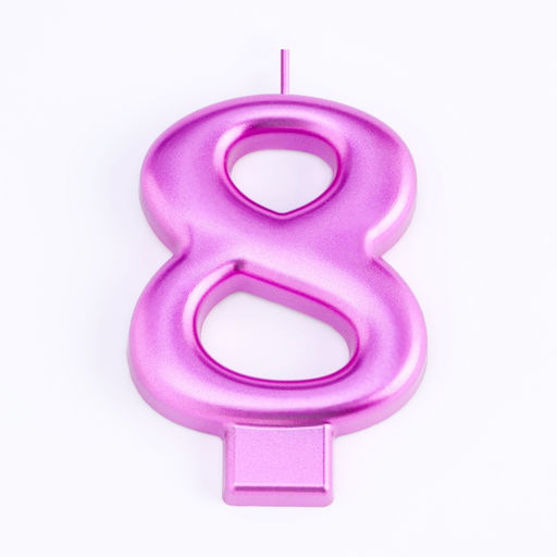 Цена за 3 шт. Свеча для торта «Европейская ГИГАНТ», цифра 8, 7 см, фиолетовый металлик