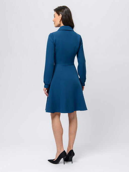 Платье синего цвета длины мини с длинными рукавами - 1001dress фото 3