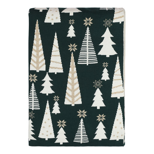 Плед из хлопка с новогодним рисунком Whitewood из коллекции New Year Essential, 130x180 см