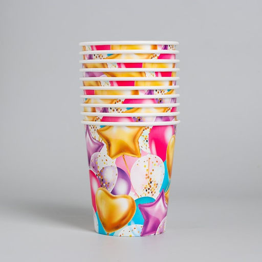 Цена за 10 шт. Стакан бумажный Шары, 250 мл - Страна карнавалия фото 2