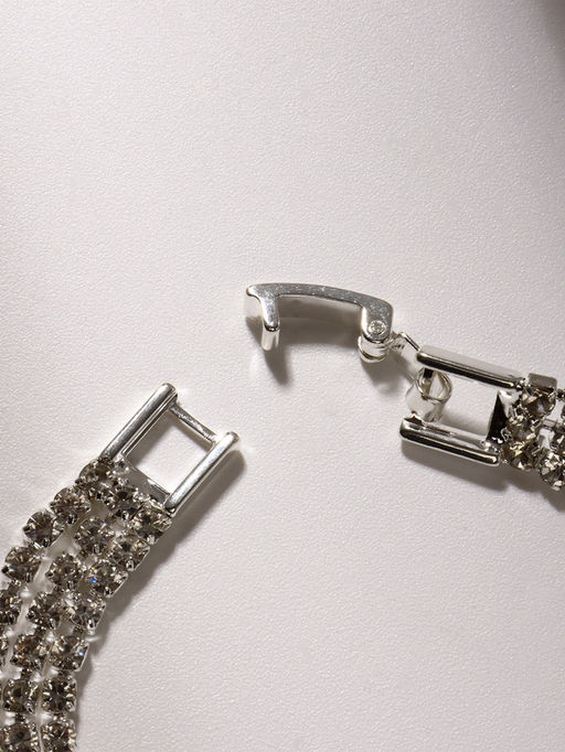 Браслет со стразами Лёд элегантность, 3 ряда, цвет белый в серебре, L=18 см