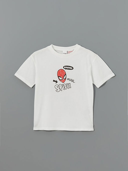 Bisiklet Yaka Spider-Man Bask?l? Erkek ?ocuk Ti??rt