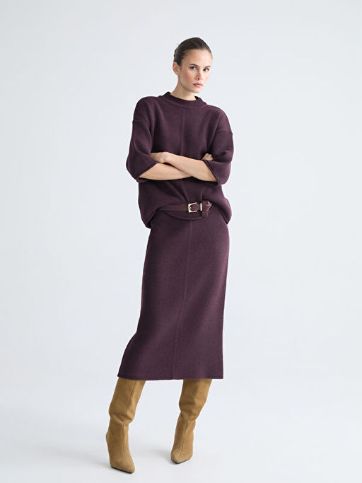 Beli Lastikli Triko Etek