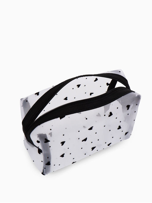 Косметичка дор Сердца, сетка 18*7,5*10, отд на молнии, белый