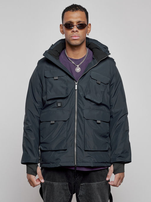 Куртка - жилетка трансформер с подогревом 2 в 1 мужская зимняя темно-синего цвета 6668TS - Mtforce фото 5