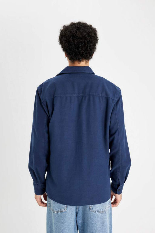 Хлопковая рубашка обычного кроя с длинными рукавами - Defacto фото 6