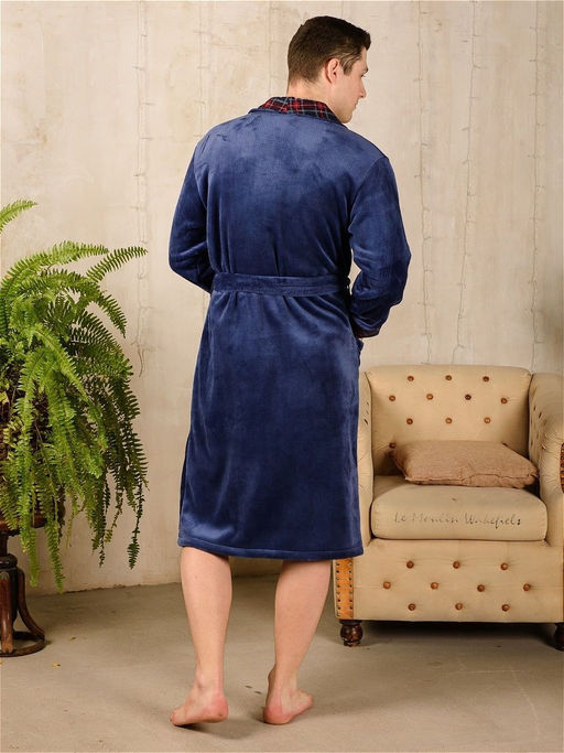 Халат мужской из велсофта Артур темно-синий - Амадэль фото 4
