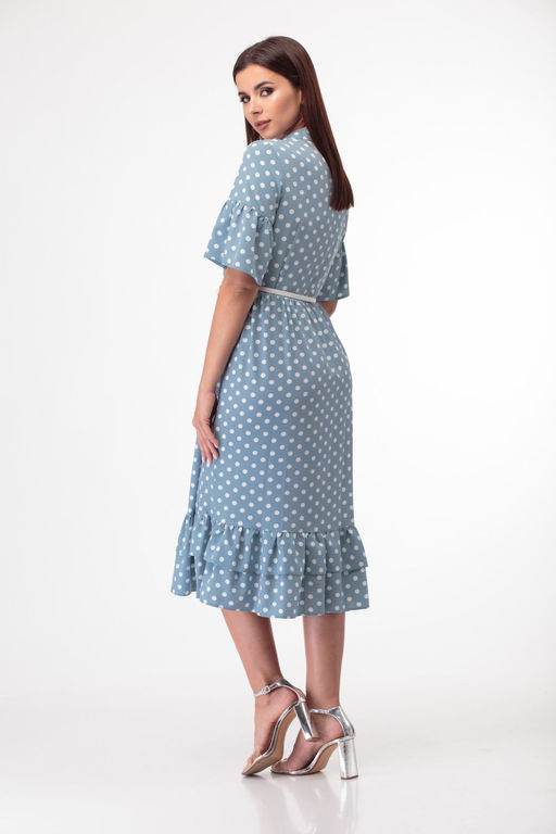 Платье ANELLI 713 бирюза с горохами  фото 2