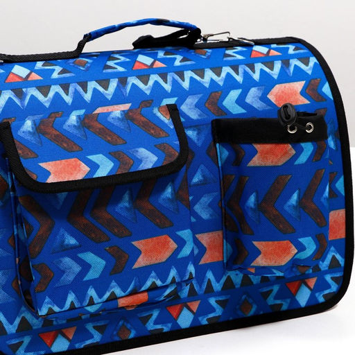 Сумка - переноскара для животных, каркасная с карманами, 40 х 25 х 26 см, синяя - Пижон фото 6