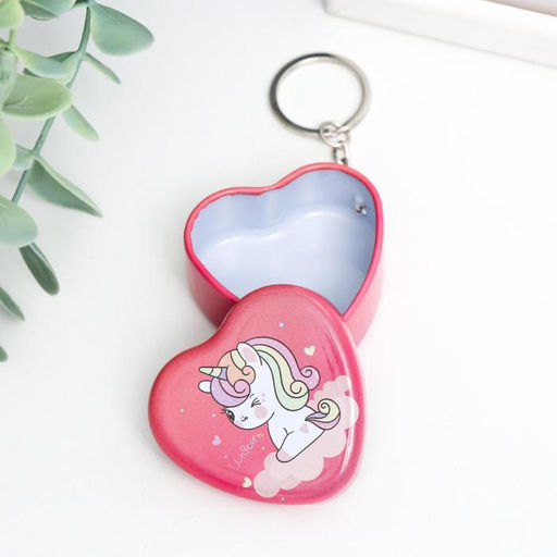 Цена за 12 шт. Мини-шкатулка брелок на кольце «Сердце. Малыш единорожка», металл, 2.2×4.8×4.8 см, МИКС