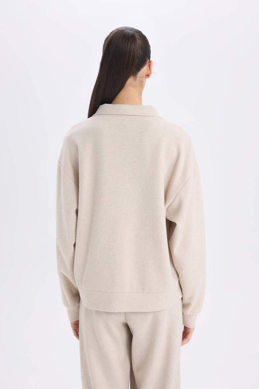 Повседневная толстовка с принтом обычного кроя и половиной молнии - Defacto фото 7