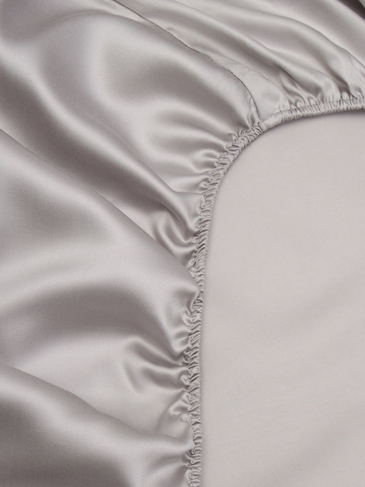 Простыня на резинке 2-спальная SL Home Tencel, 160×200+30 см, тенсель, светло-серая