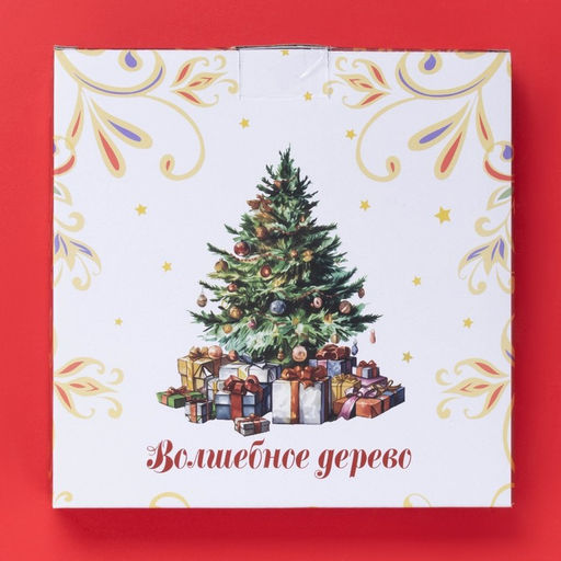 Тарелка новогодняя Доляна Волшебное дерево, d=20 см, керамика, цвет белый  фото 4