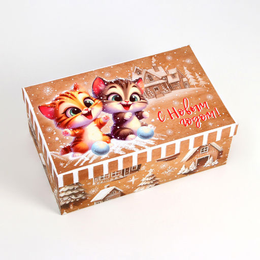 Набор подарочных новогодних коробок 10 в 1 «Зверята», 32.5 × 20 × 12.5 - 12×7×4 см.