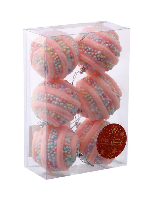 Ёлочные игрушки Маттео, шары новогодние, d=6 см, 6 шт., розовый - Зимнее волшебство фото 3