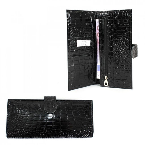Портмоне мужское Croco-ПР-950 с хлястиком натуральная кожа 2 отд, 13 карм, черный крокодил (200) 201928