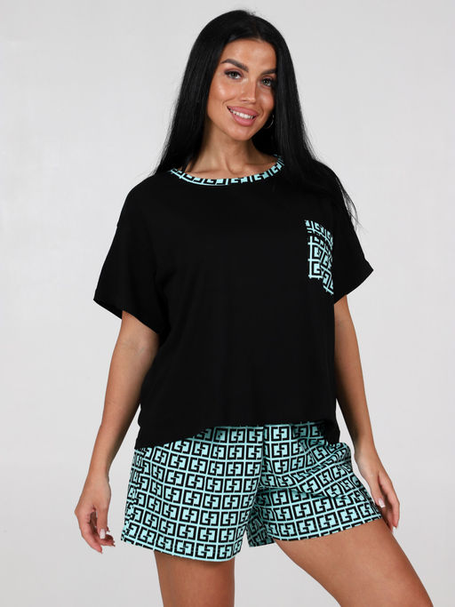 3122 ЖЕНСКАЯ ПИЖАМА (шорты) (Ментол) - А-дина фото 4