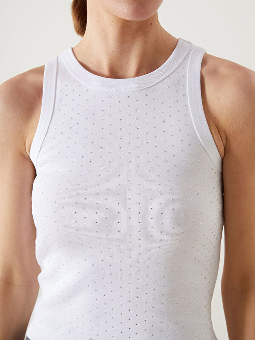 Bisiklet Yaka Parlak Ta?l? Kad?n Atlet