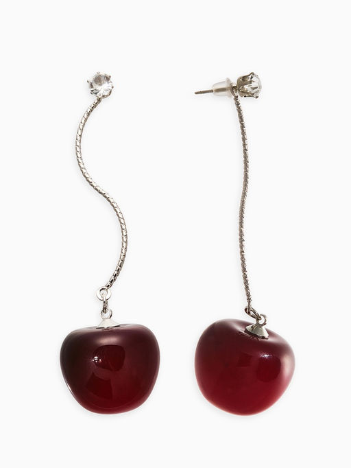 Серьги «Черешня», бордовые в серебре
