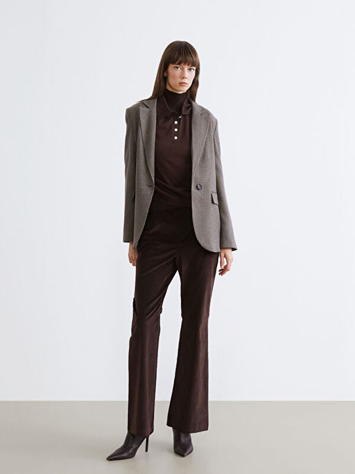 Ekose Kad?n Blazer Ceket