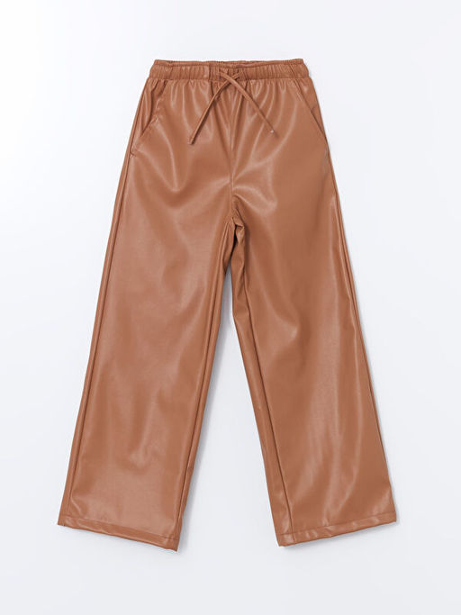 Beli Lastikli Deri G?r?n?ml? K?z ?ocuk Pantolon