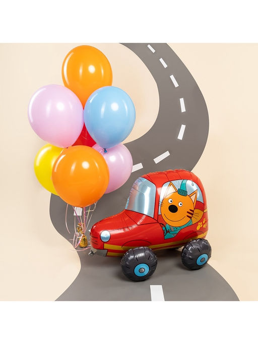 Воздушный шар фольгированный 3D 29" «Три Кота. Компот в машине»
