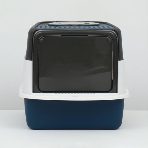 Туалет закрытый, 51×34×37 с, с совком, прозрачный, пластик, синий