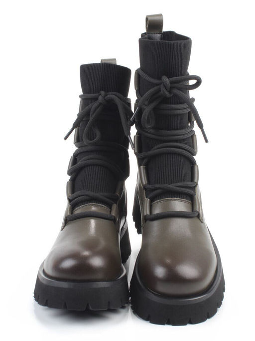 01-XKL21-195R DK. GREEN Ботинки демисезонные женские (натуральная кожа, байка)