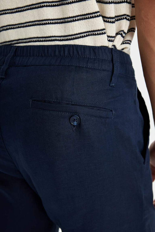 Укороченные льняные брюки с двойными штанинами - Defacto фото 7