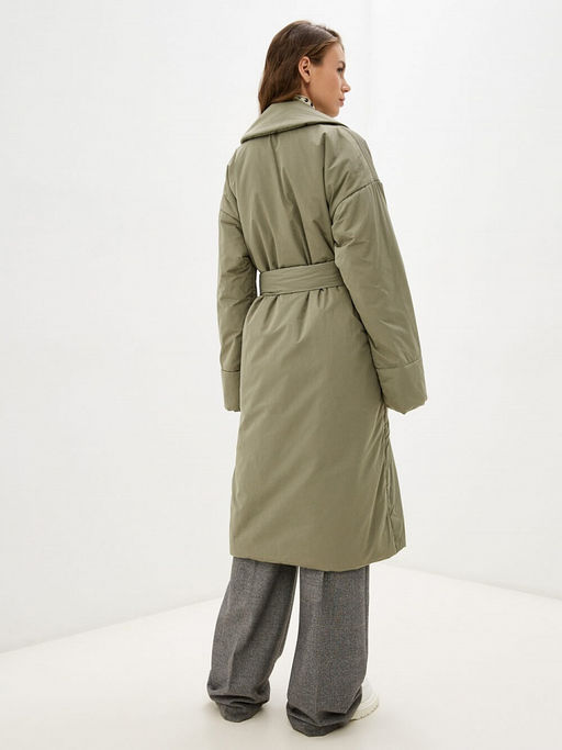 Объемное утепленное пальто запашного кроя - Incity фото 11