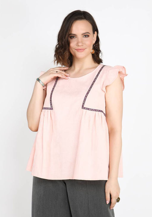 Блуза с рукавом крылышком пудровый