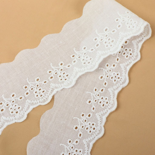 Кружево шитьё, 55 мм, 13±1 м, белое