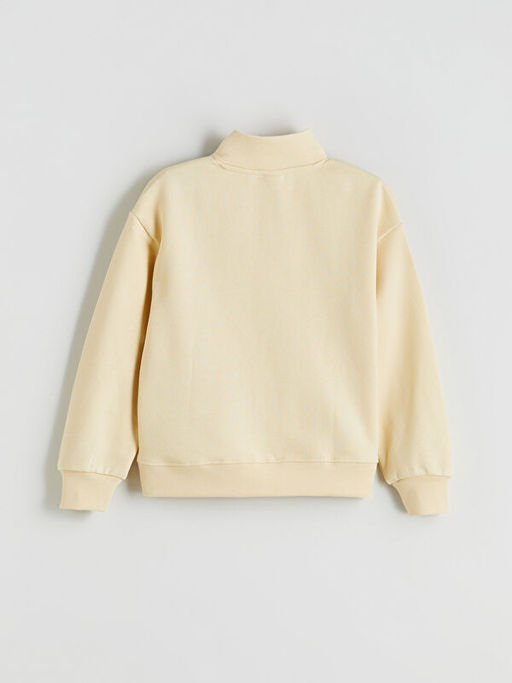 Dik Yaka Bask?l? K?z ?ocuk Sweatshirt