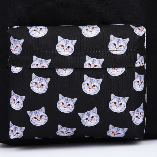 Рюкзак текстильный Коты, с карманом, цвет чёрный - Nazamok фото 8