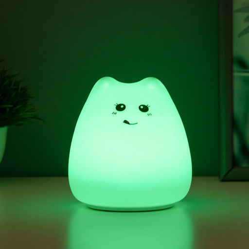 Фигурка световая RISALUX «Антистресс мякиш кошечка», LED-ночник, RGB, от батареек, 3×ААА, 9.5×9.5×10.5 см
