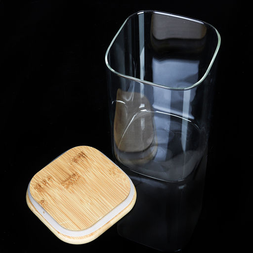 Банка квадратная бамбуковая крышка 1200 мл диаметр 10/15 см / LCSC2112 /уп 75/ - Галеонтрейд фото 6