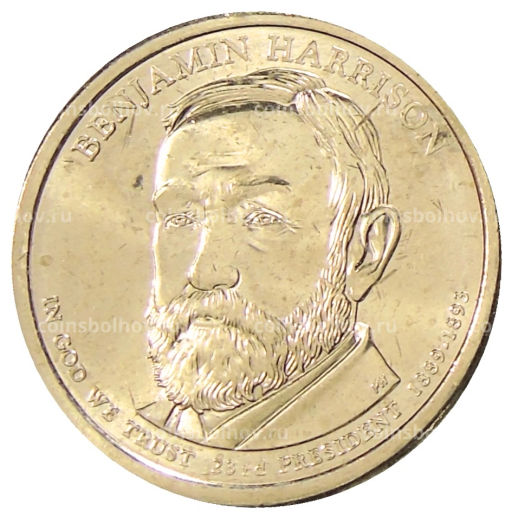 Монета 1 доллар 2012 года D США 23-й президент США Бенджамин Гаррисон