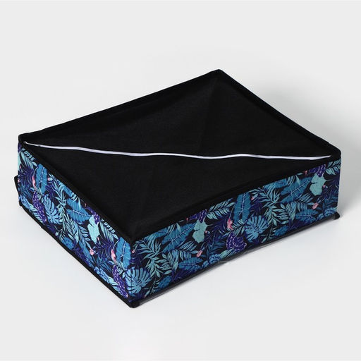 Органайзер для хранения белья Доляна Тропики, 24 ячейки, с прозрачной крышкой, 383012 см, синий  фото 7