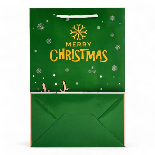 Цена за 2 шт. Пакет ламинированный подарочный с окном «Дед мороз» 24×35×14 см, зелёный