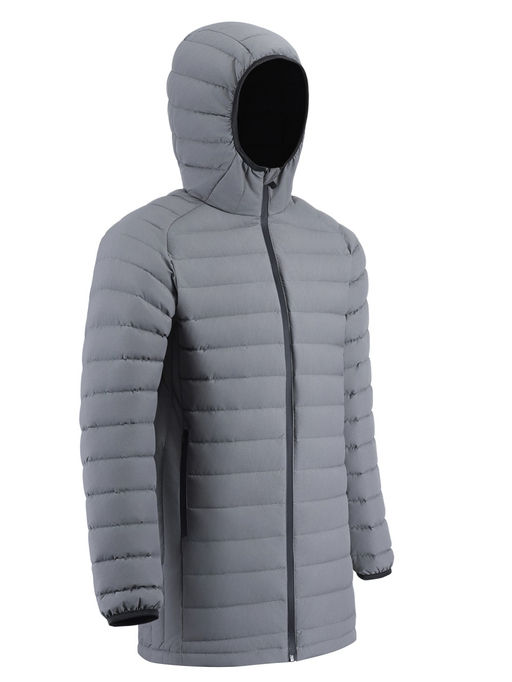 Куртка мужская удлинённая стёганая с капюшоном и графеновой подкладкой утеплитель тинсулейт