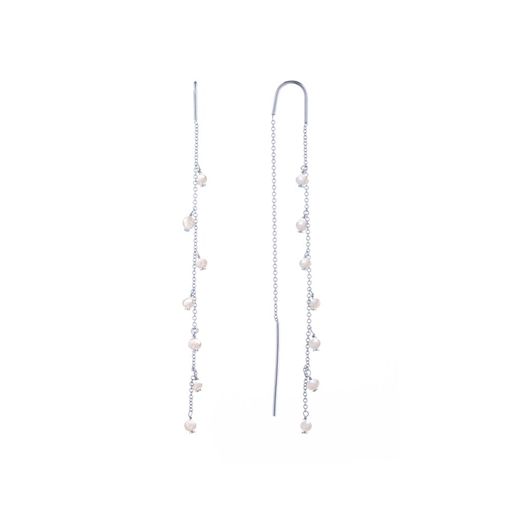 Серьги цепочки из серебра с натуральным жемчугом