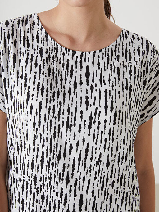 Bisiklet Yaka Desenli Kad?n Bluz