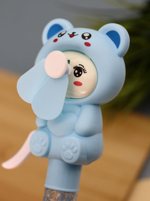 Портативный механический ручной вентилятор Interesting kitty, blue