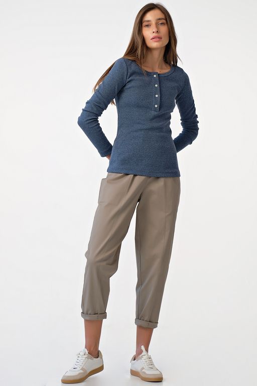 Лонгслив трикотажный с пуговицами из хлопка бордовый - Fly фото 12