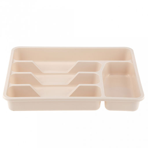 Лоток для столовых приборов пластмассовый 34х27х5см, молочный (Россия)