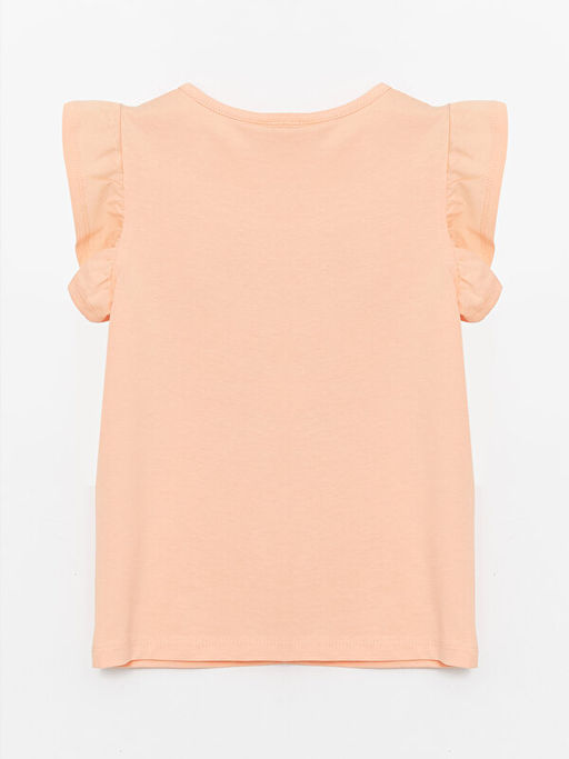 Bisiklet Yaka Bask?l? K?sa Kollu K?z ?ocuk Ti??rt - Waikiki фото 2