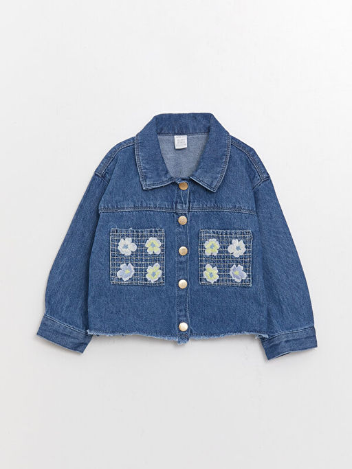 G?mlek Yaka Nak??l? K?z Bebek Jean Ceket