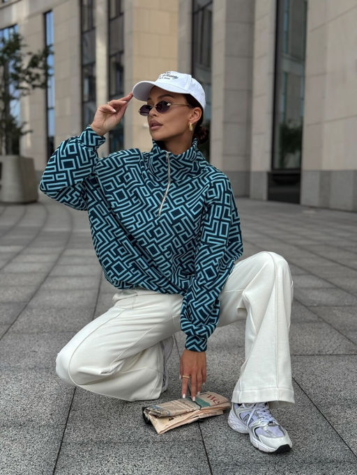 Джемпер DilanaVIP 2121 сине-голубой принт - Dilana vip фото 7